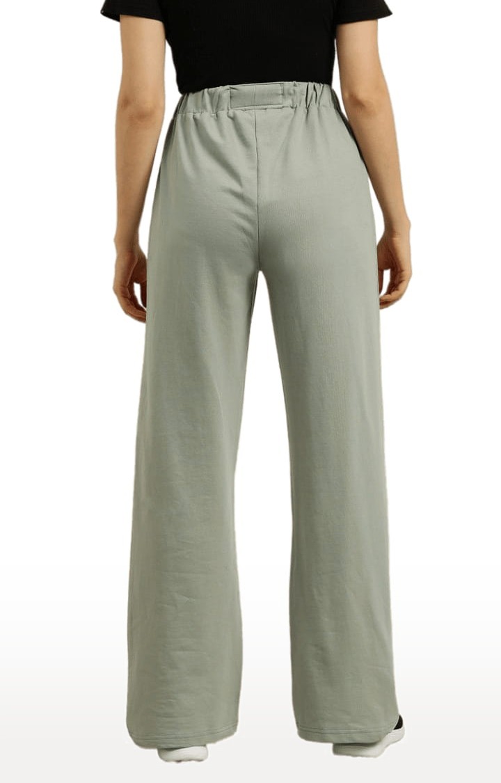 Women's Grey Cotton Solid Casual Pants