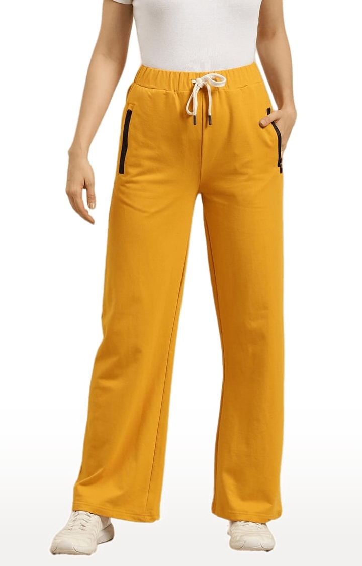 Dillinger | Women's Yellow Cotton Solid Casual Pants 0