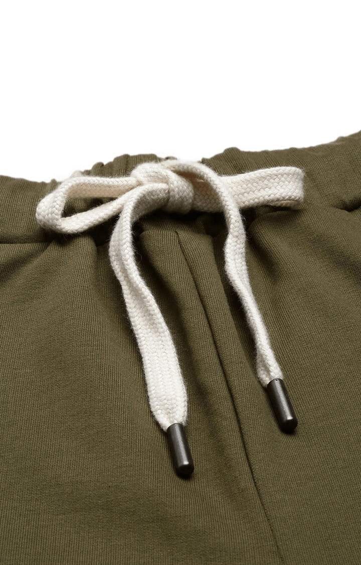 Women's Green Cotton Solid Casual Pants