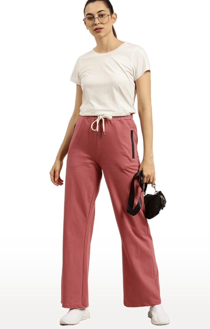 Dillinger | Women's Pink Cotton Solid Casual Pants 1