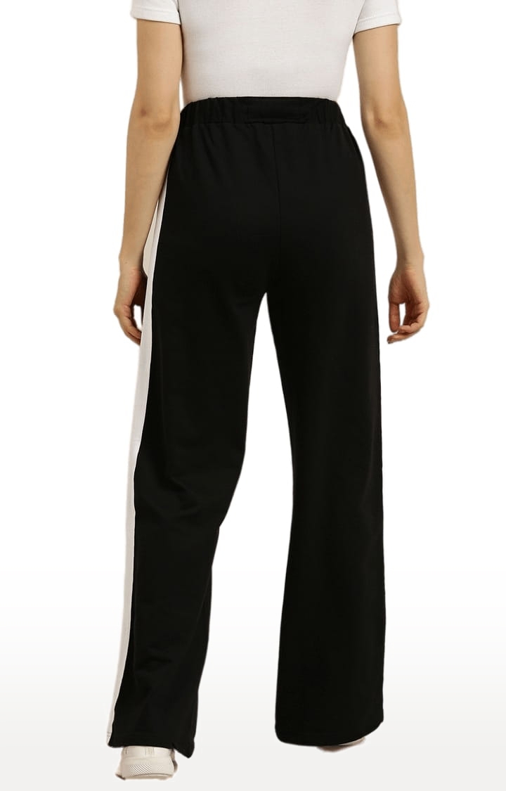 Women's Black Cotton Solid Casual Pants