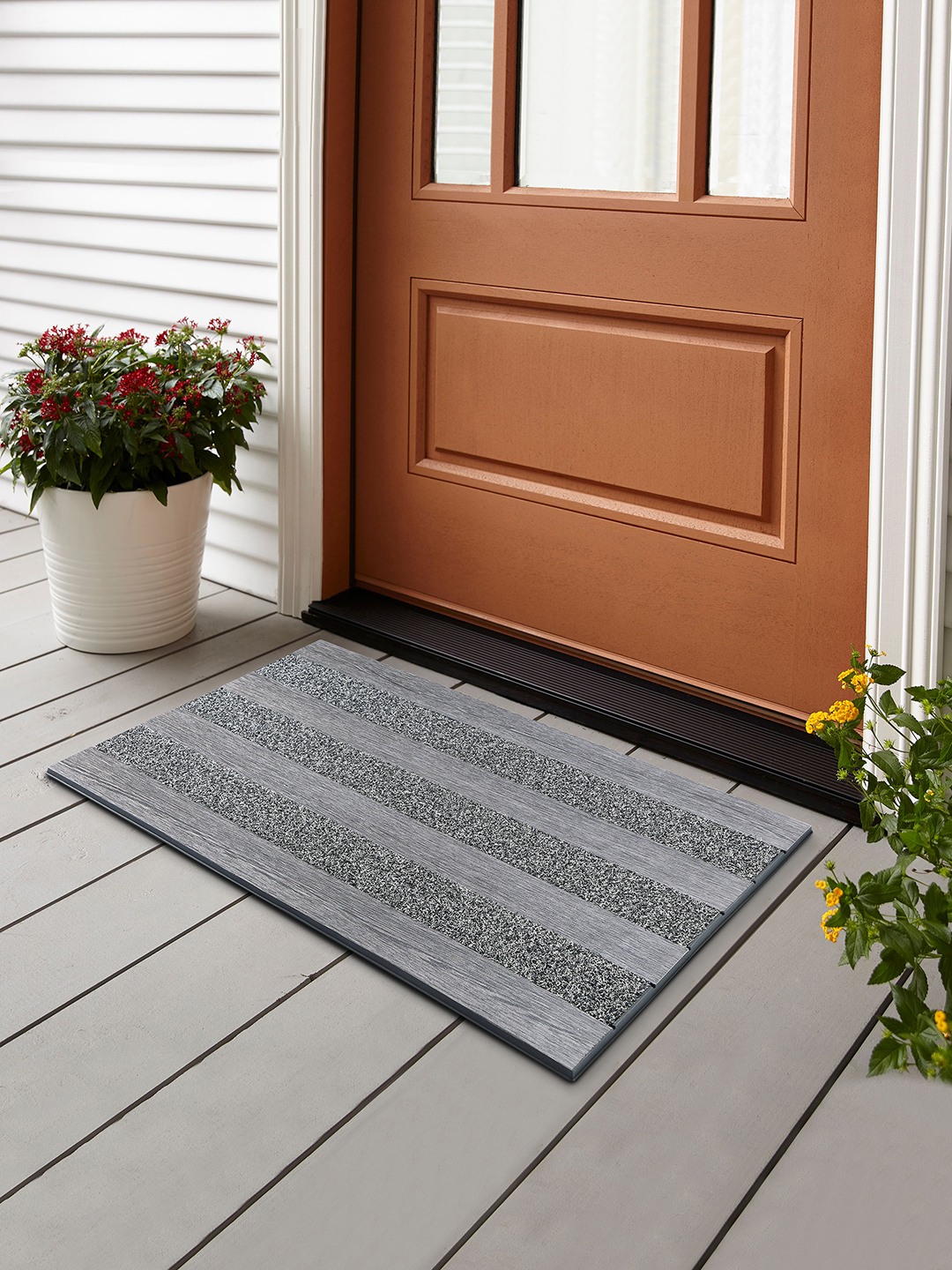 Bellagio SILVER WOOD+GREY LAWN OutDoor Mat(45.5x76cms)