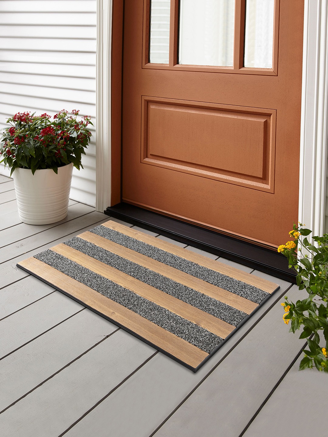 Bellagio YELLOW WOOD+GREY LAWN OutDoor Mat(45.5x76cms)