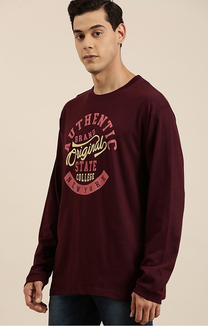 Dillinger | Men's Red Typographic Oversized T-Shirts