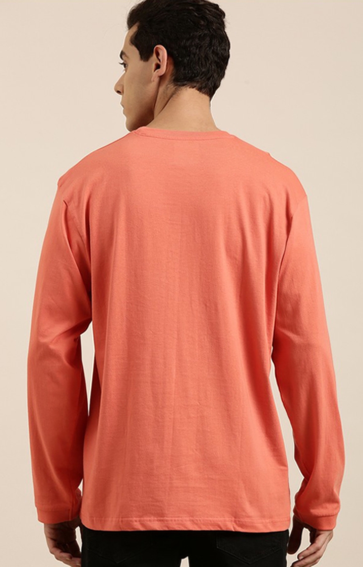 Men's Orange Typographic Oversized T-Shirts