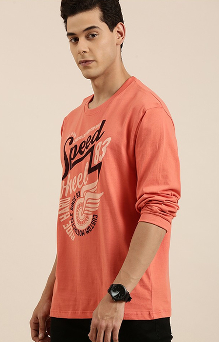 Dillinger | Men's Orange Typographic Oversized T-Shirts