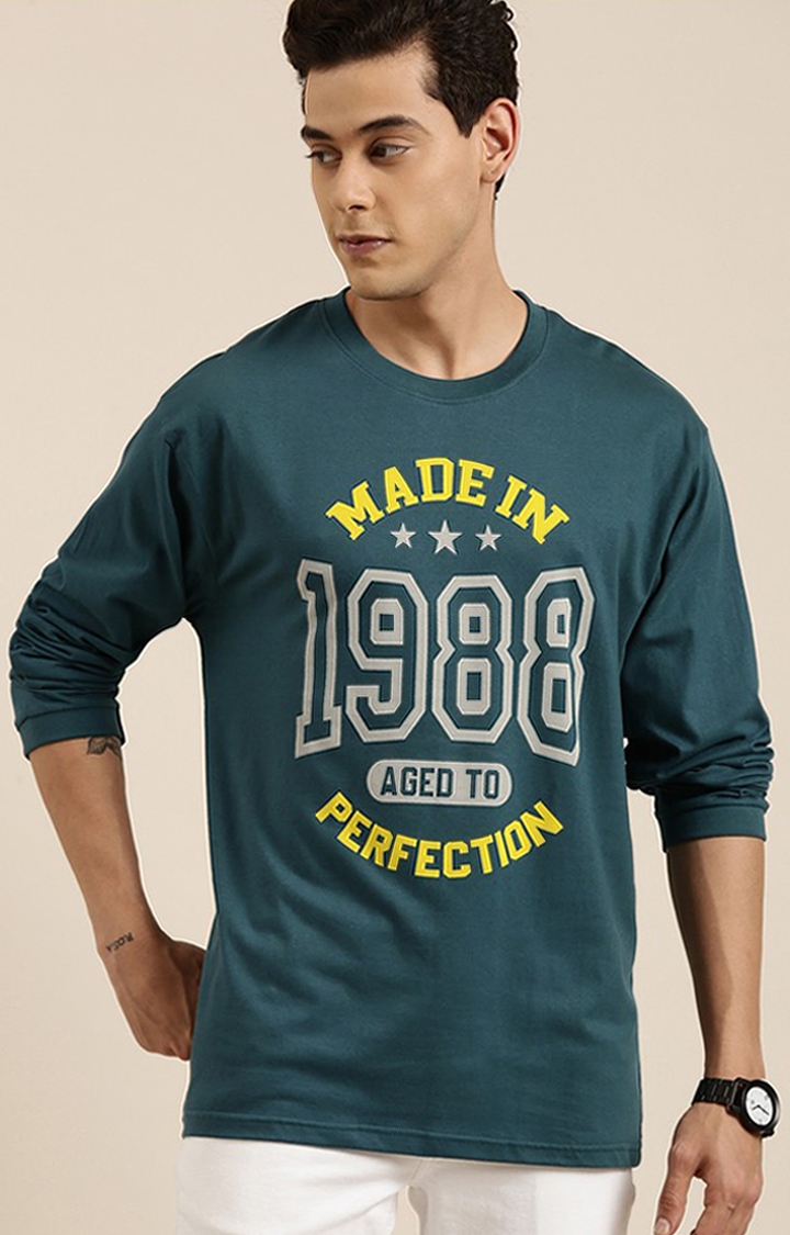 Dillinger | Men's Green Cotton Typographic Printed Sweatshirt