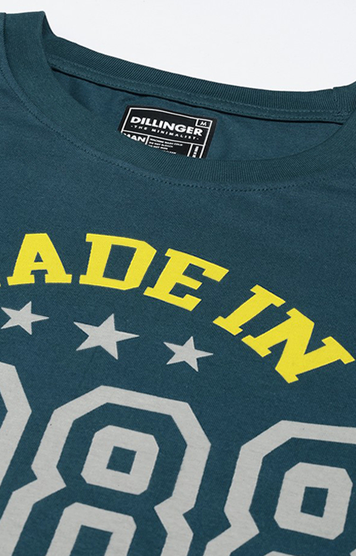Men's Green Cotton Typographic Printed Sweatshirt