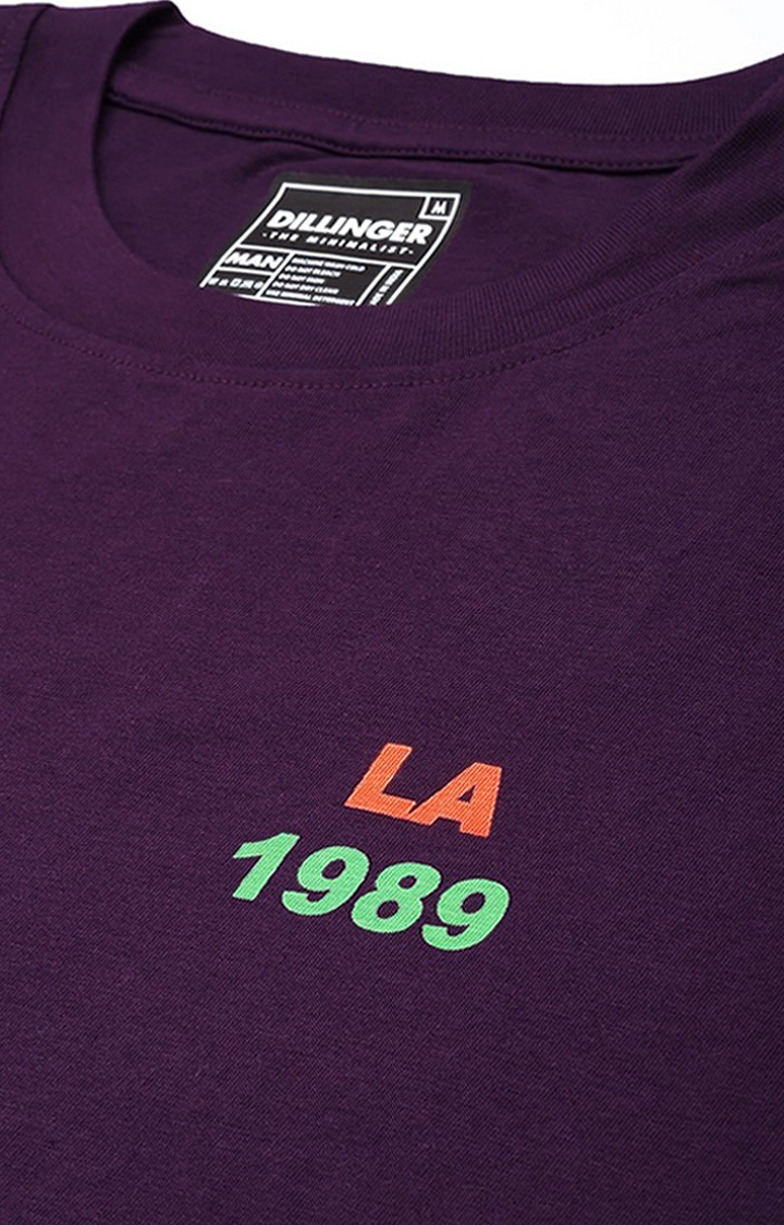 Dillinger | Men's Purple Printed Oversized T-Shirts 4
