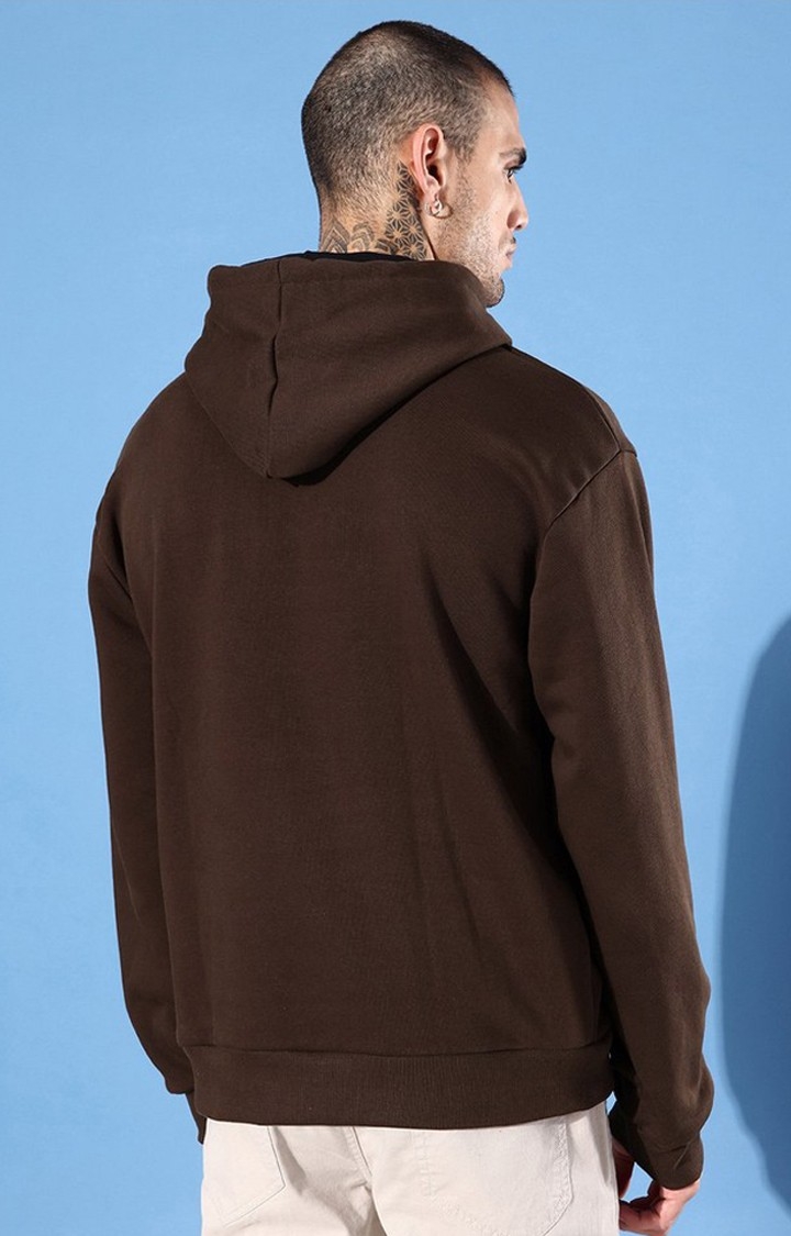 Men's Brown Cotton Blend Typographic Printed Sweatshirt