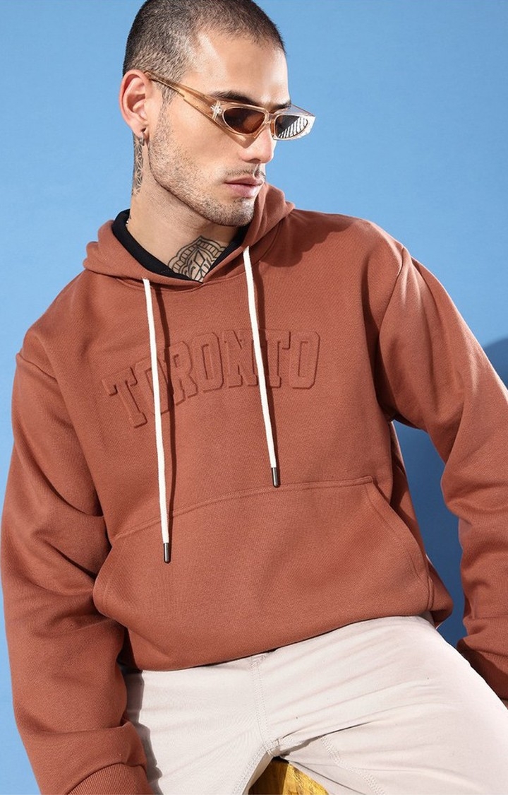Dillinger | Men's Brown Cotton Blend Typographic Printed Sweatshirt