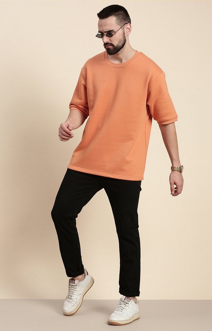 Men's Caramel Cotton Blend Solid Sweatshirt