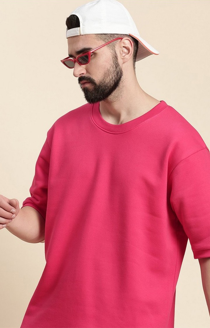 Dillinger | Men's Cherry Pink Cotton Blend Solid Sweatshirt