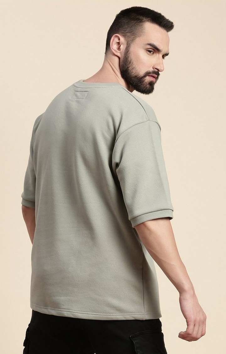 Men's Grey  Cotton Blend Solid Sweatshirt