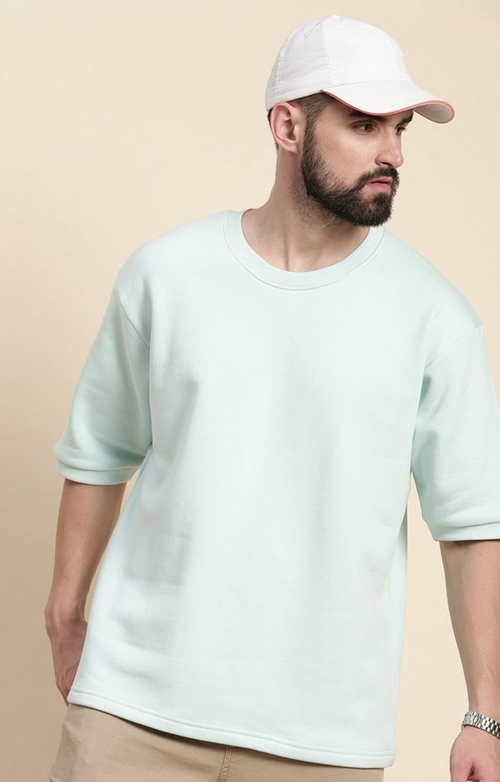 Dillinger | Men's Pastel Blue Cotton Blend Solid Sweatshirt