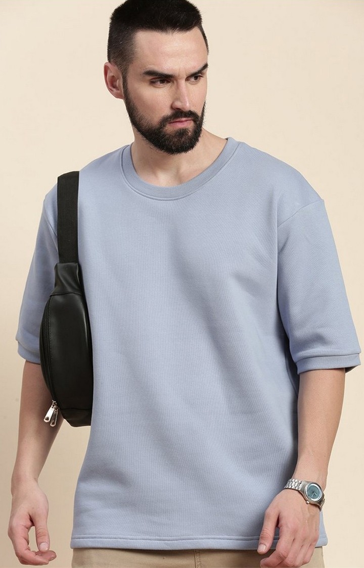Men's Purple Impression Cotton Blend Solid Sweatshirt