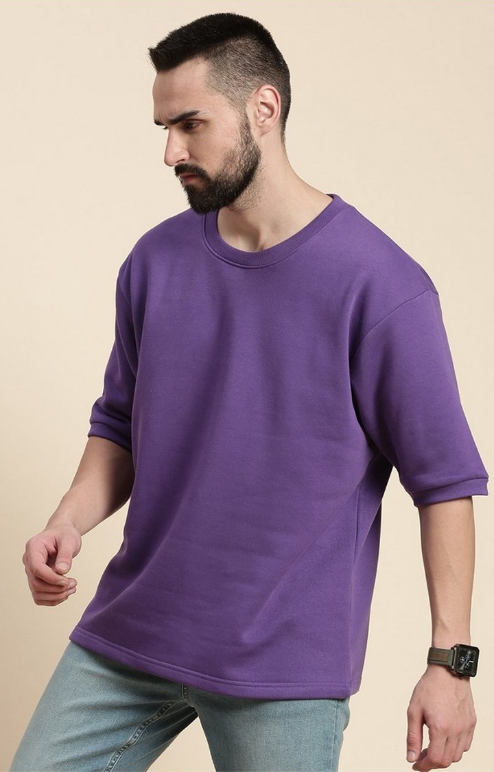 Men's Ultra Voilet Cotton Blend Solid Sweatshirt