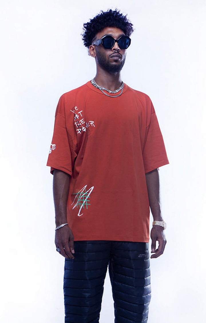 Drippin’Moncky | Unisex Brick Red Cotton Oversized T-Shirts