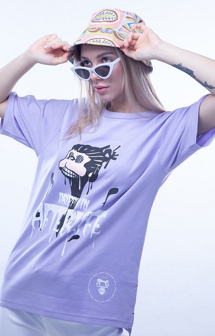 Drippin’Moncky | Unisex Lilac Cotton Oversized T-Shirts