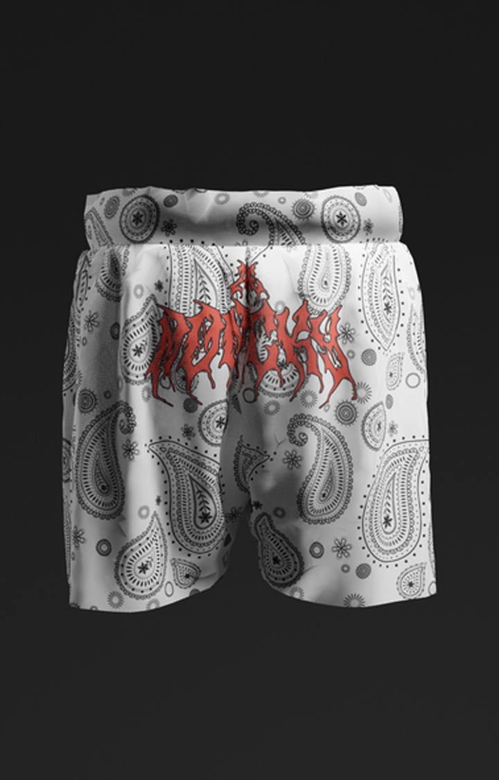 Drippin’Moncky | Men's White Polyester Shorts