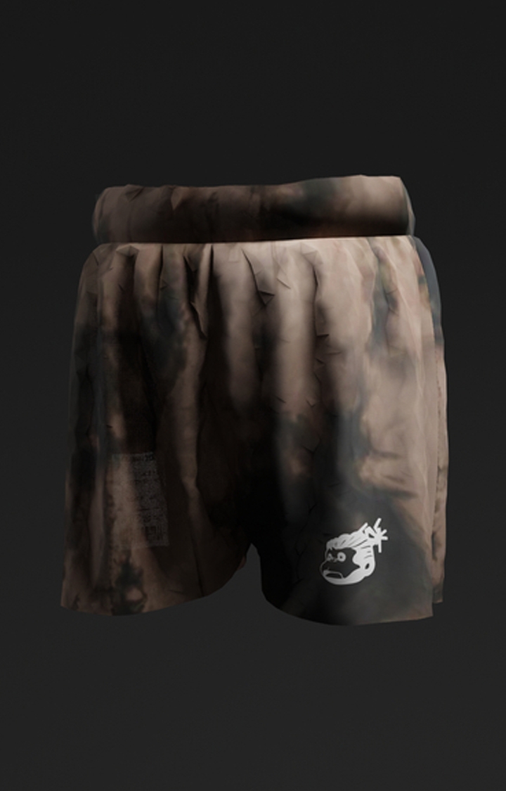 Men's Brown Polyester Shorts