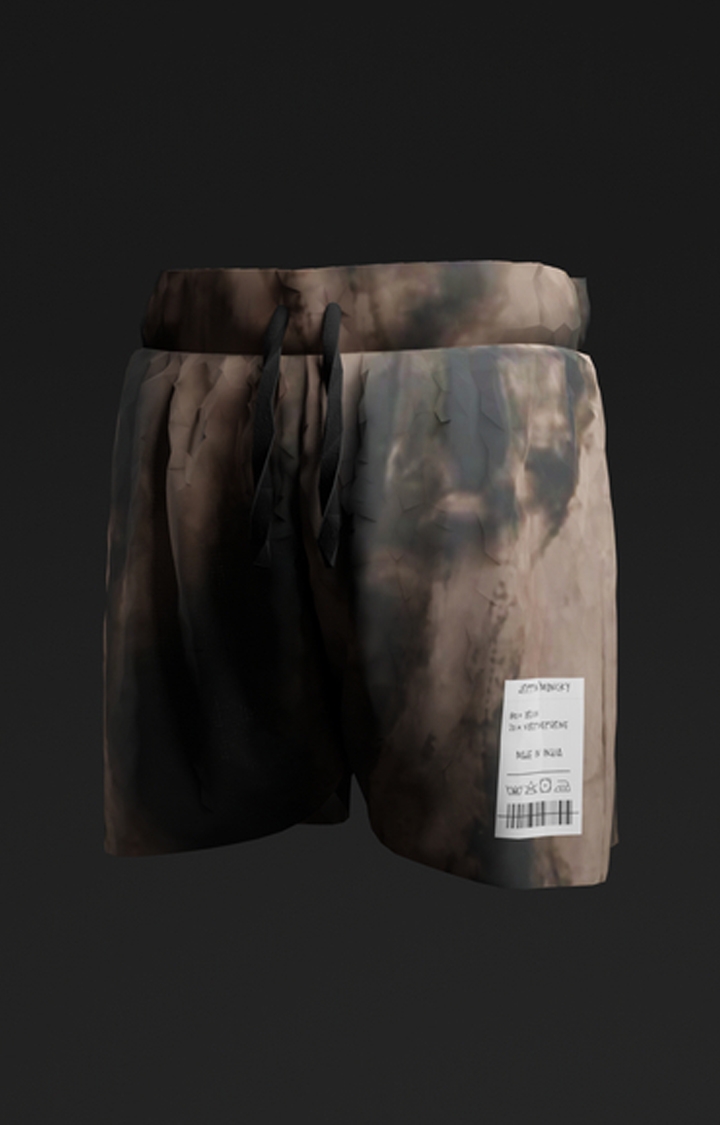 Men's Brown Polyester Shorts