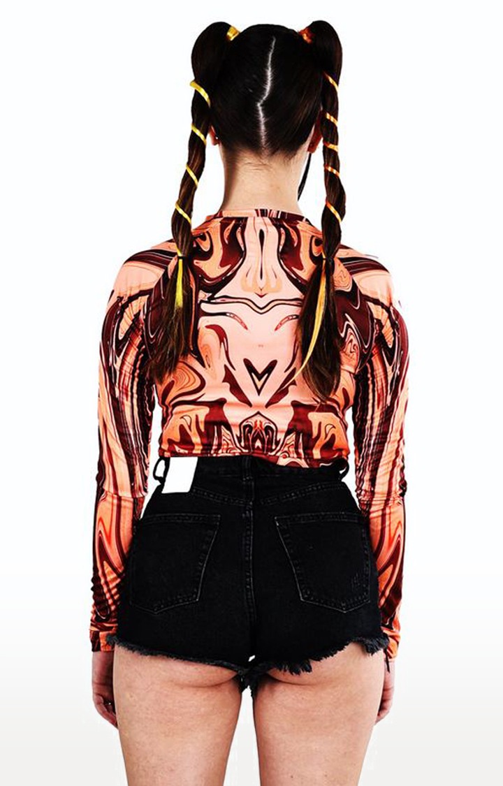 Women's Orange Poly Cotton Crop Top