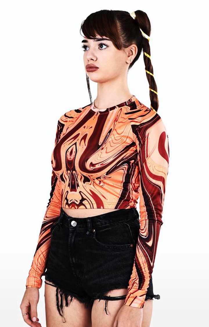 Women's Orange Poly Cotton Crop Top