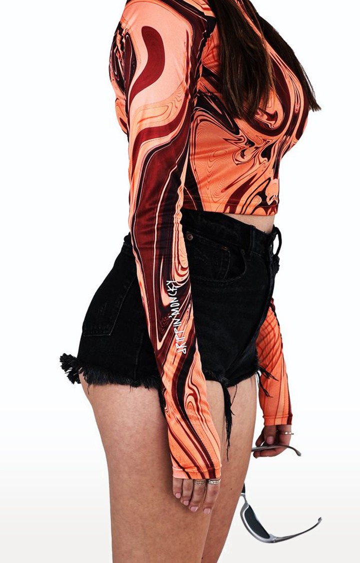 Women's Orange Poly Cotton Crop Top