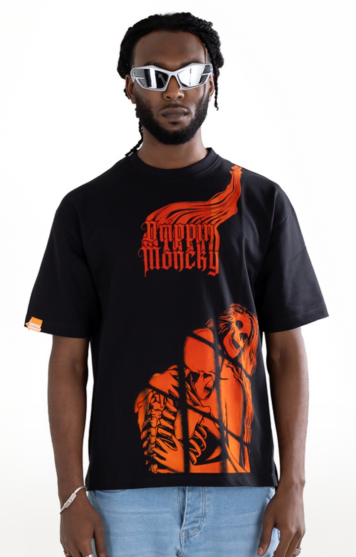 Drippin’Moncky | Unisex Black Cotton Oversized T-Shirts