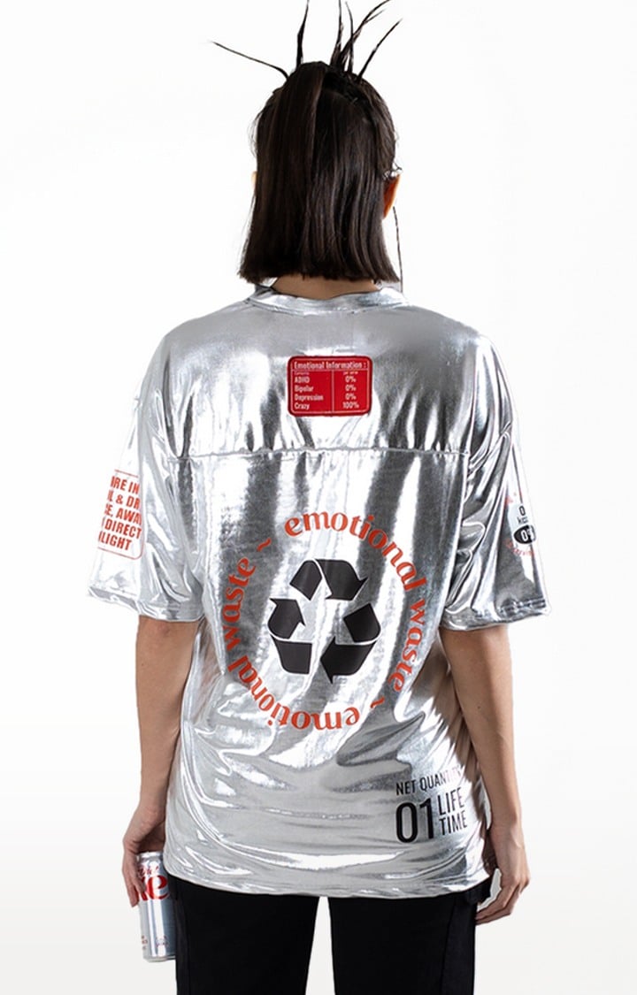 Unisex Silver Cotton Oversized T-Shirts