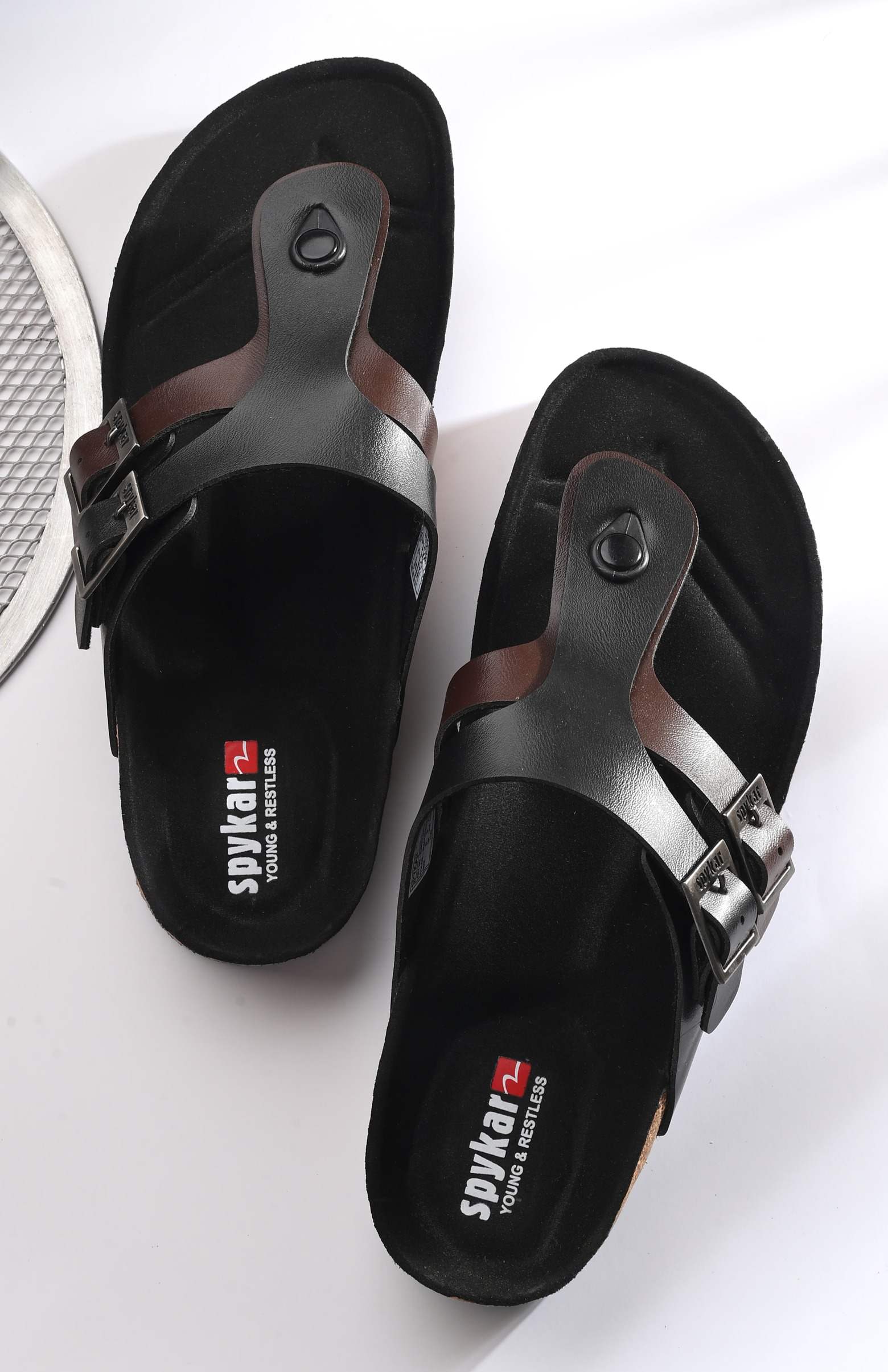 Riggo Men Black-Brown Comfort Sandals