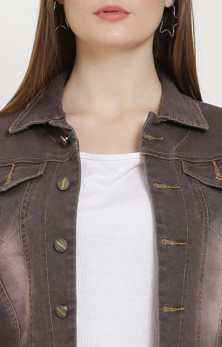 Nifty | Brown Solid Denim Jackets 4