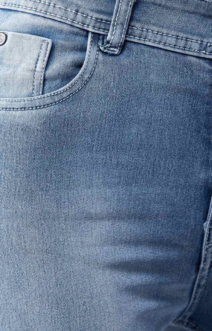 Women's Blue Cotton Solid Skinny Jeans