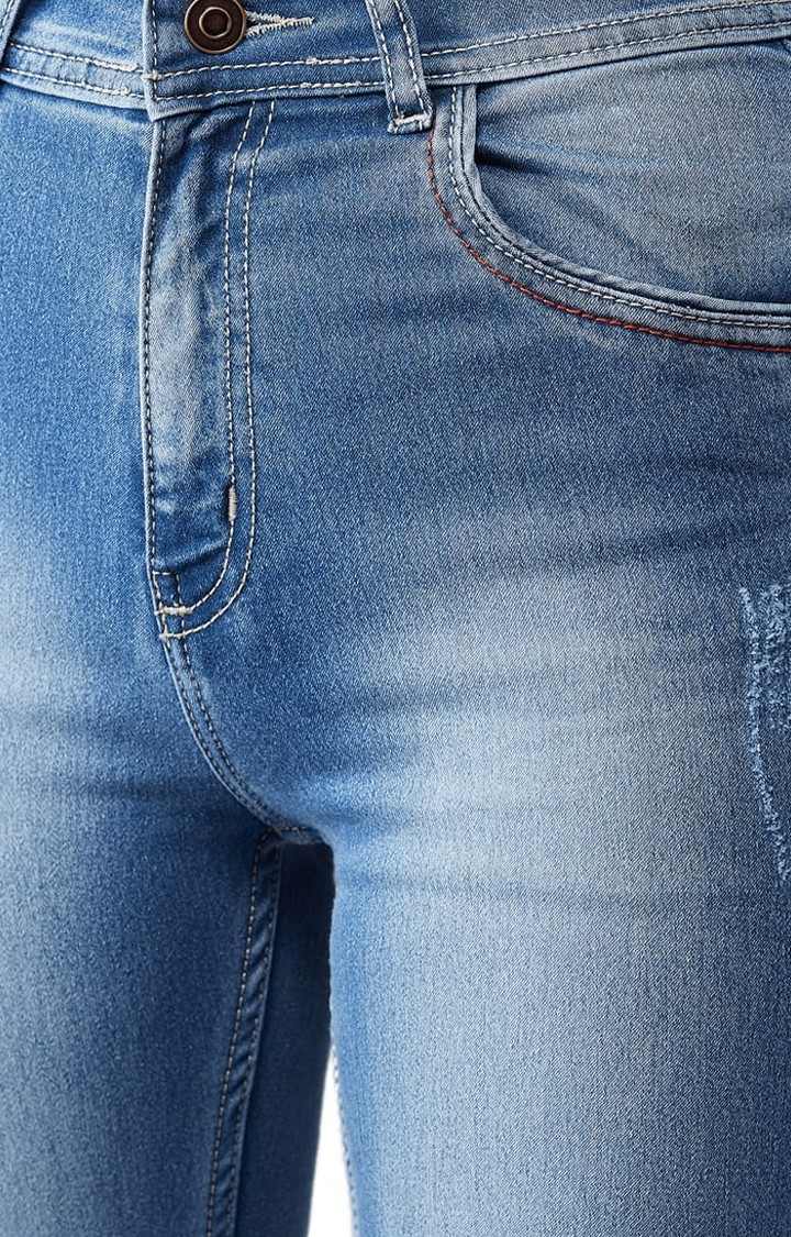 Women's Blue Cotton Solid Skinny Jeans