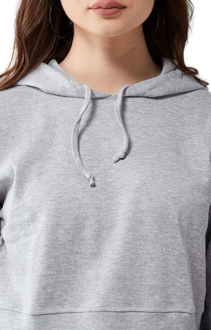 Women's Grey Cotton Solid Sweatshirt