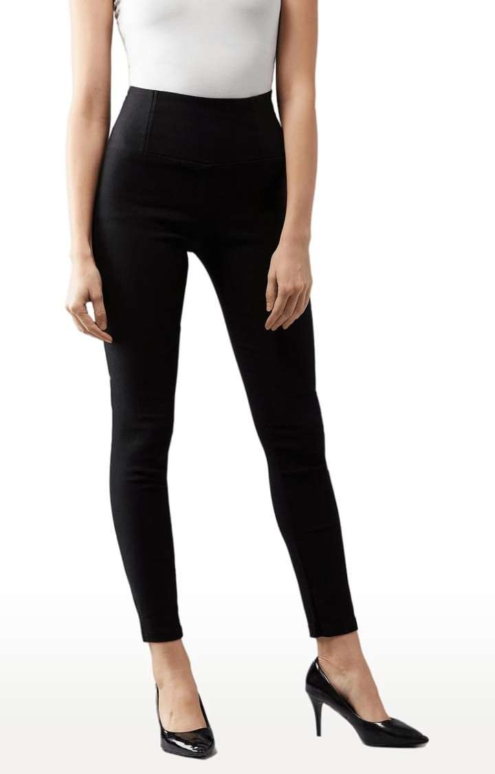 Dolce Crudo | Women's Black Polyester Solid Jegging