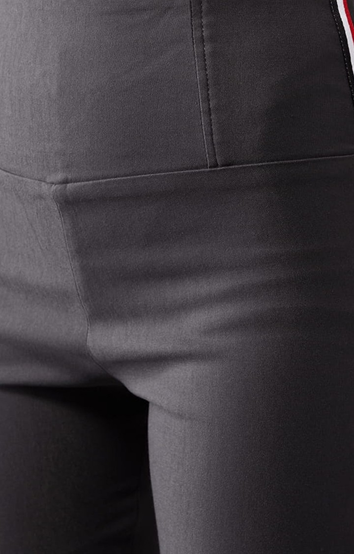 Women's Dark Grey Polyester Solid Jegging