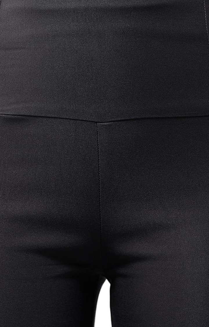 Women's Dark Grey Polyester Solid Jegging