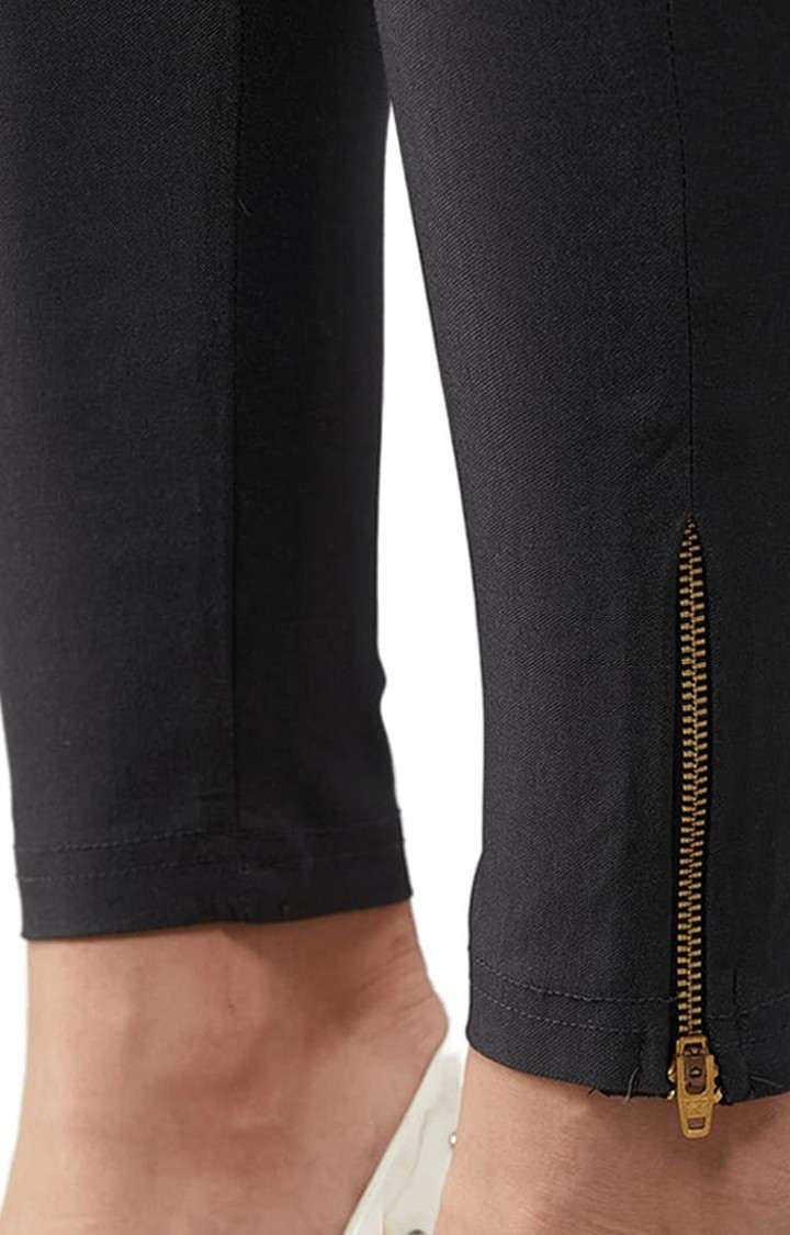 Women's Dark Grey Polyester Solid Jegging