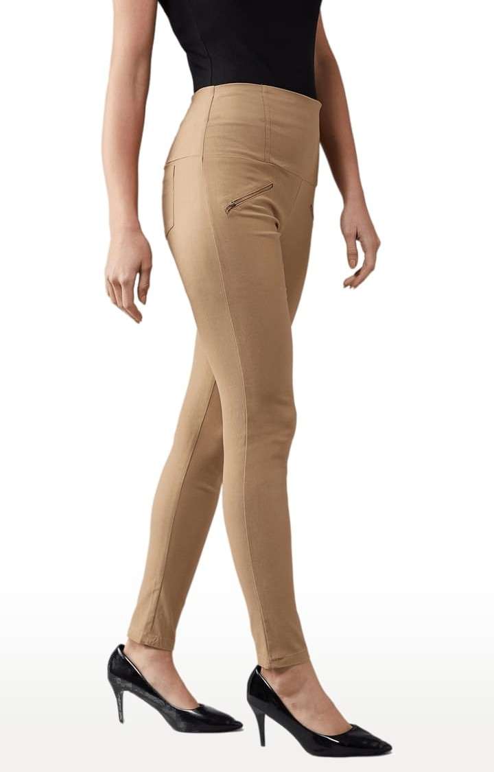 Dolce Crudo | Women's Beige Polyester Solid Jegging