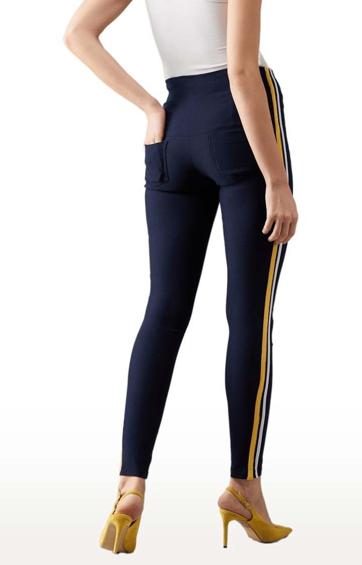 Dolce Crudo | Women's Navy Blue Polyester Solid Jegging 2