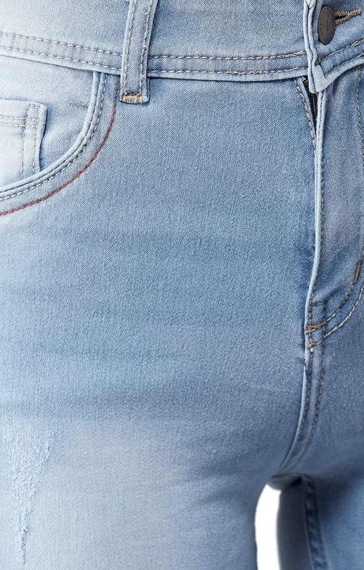 Women's Blue Cotton Solid Skinny Jeans
