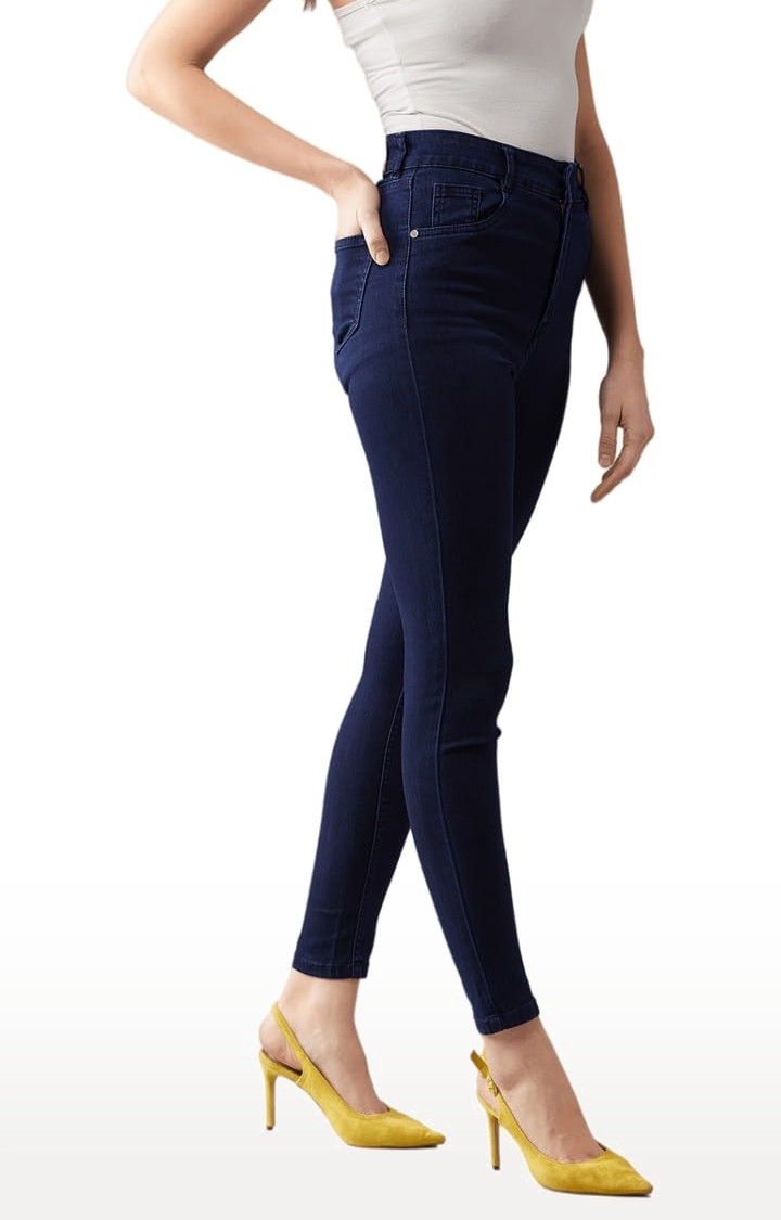 Mid Waist Dark Blue Denim Jeans For Women | Lazada PH-atpcosmetics.com.vn