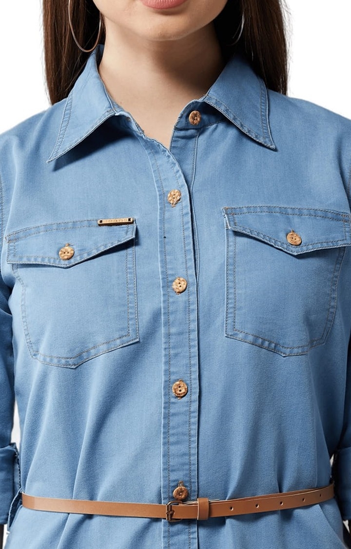 Oversized denim shirt - Denim blue - Ladies | H&M IN