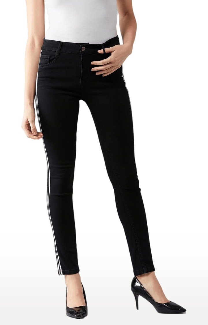 Dolce Crudo | Women's Black Cotton Solid Skinny Jeans