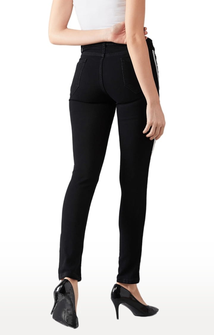 Women's Black Cotton Solid Skinny Jeans