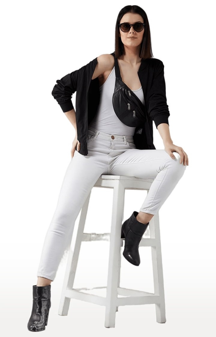 Dolce Crudo | Women's Black Cotton Solid Activewear Jacket 2