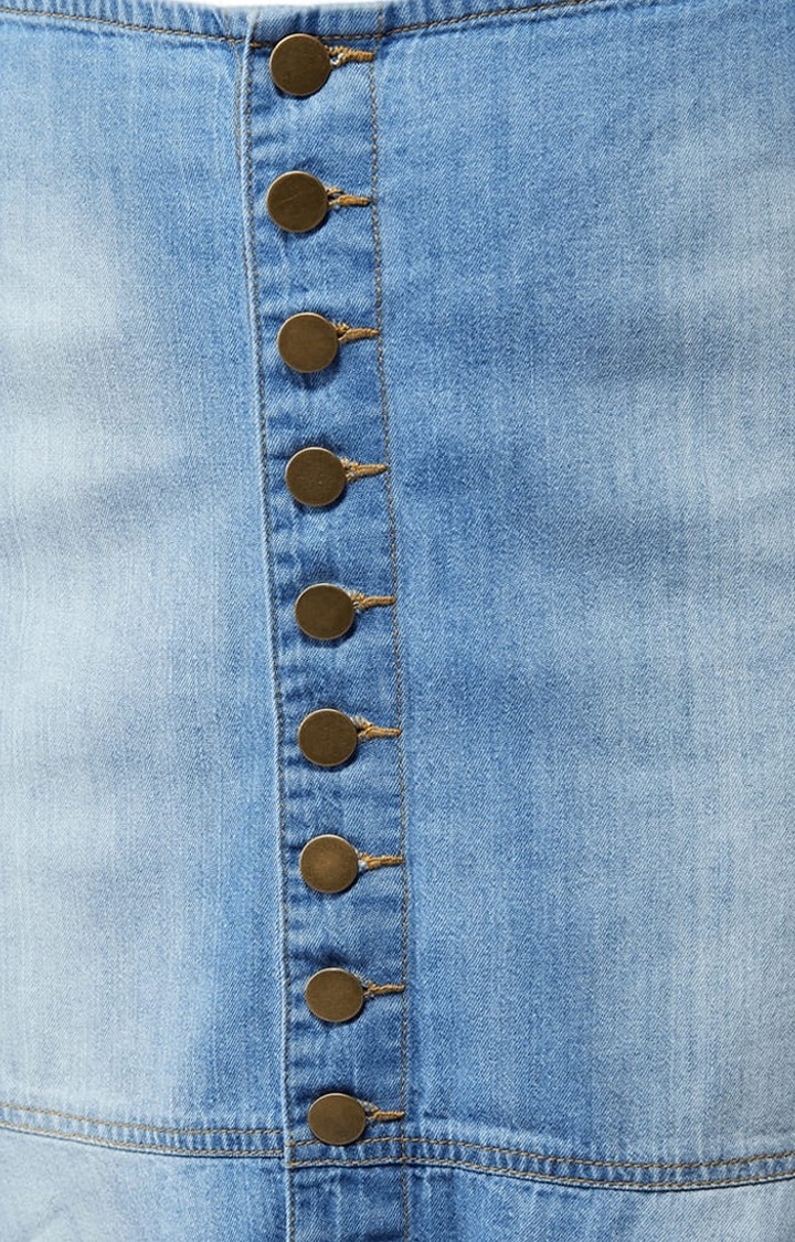 Dolce Crudo | Women's Blue Cotton Solid Skirt 6