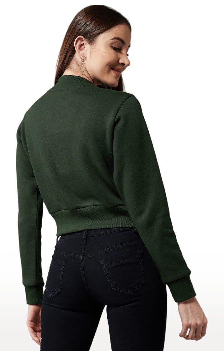 Women's Green Cotton Solid Western Jacket